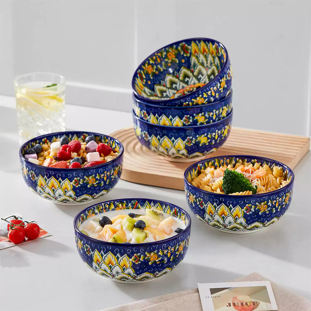 Simi 28oz Double-Sided Porcelain Bowls – Set of 6