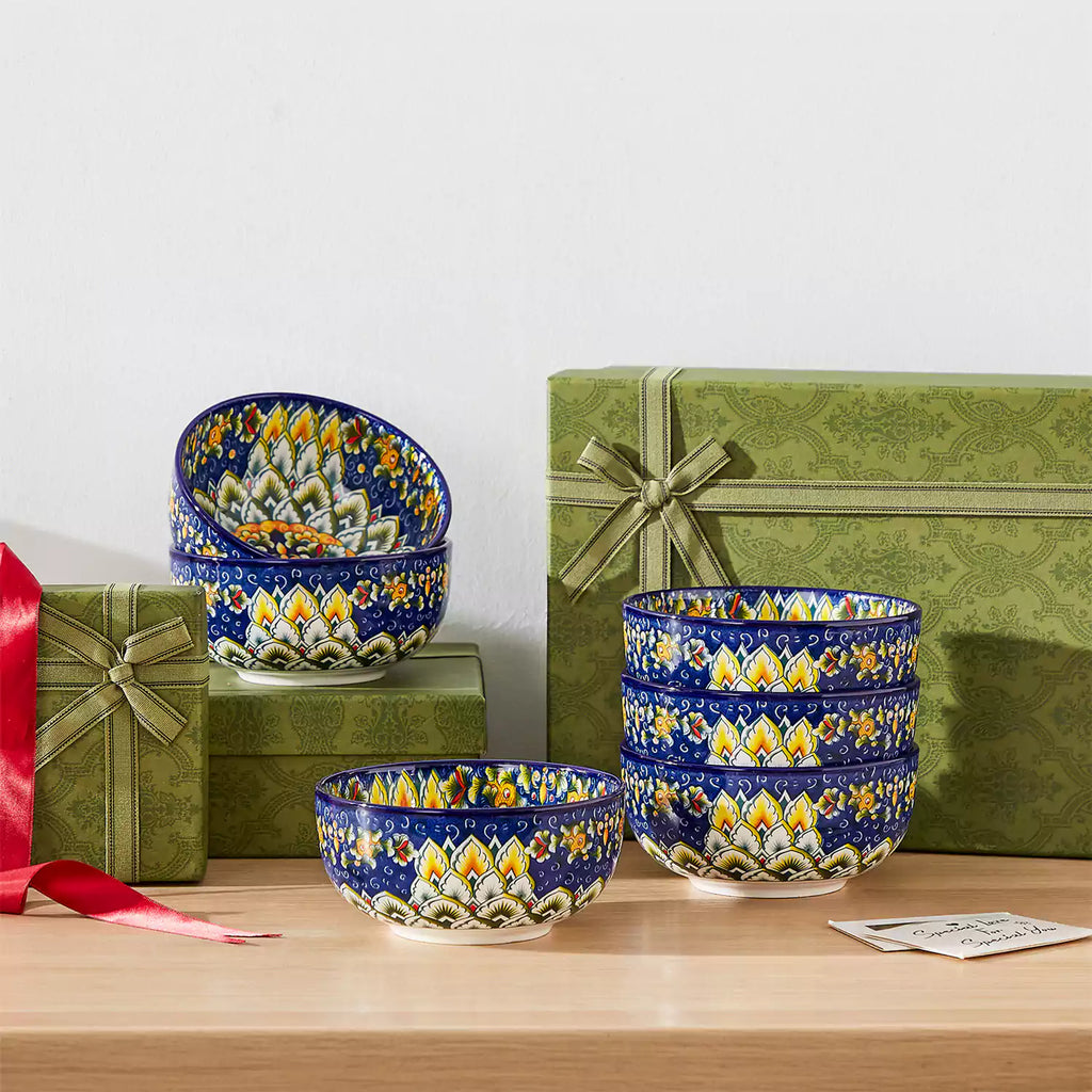 Simi 28oz Double-Sided Porcelain Bowls – Set of 6