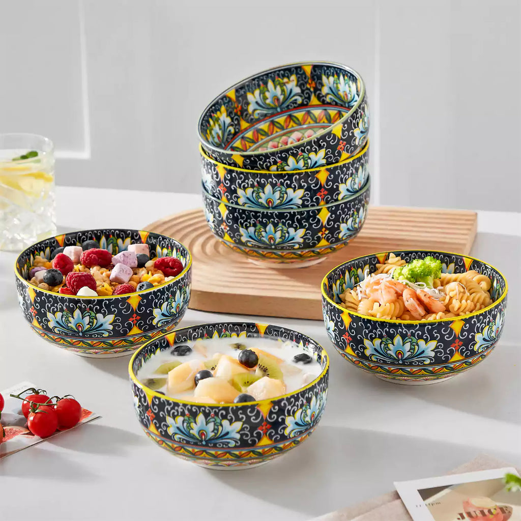 Simi 28oz Double-Sided Porcelain Bowls – Set of 6