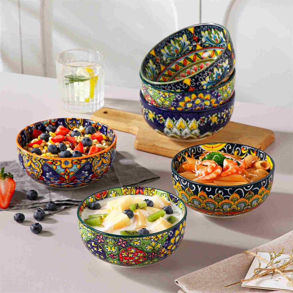 Simi 28oz Double-Sided Porcelain Bowls – Set of 6