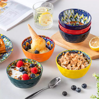 Simi Mini Cereal Bowls Set of 6 – 12oz Bohemian Porcelain Bowls