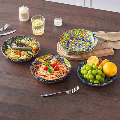 Simi Double-Sided Pasta Bowls Set of 4 – 42oz Bohemian Porcelain