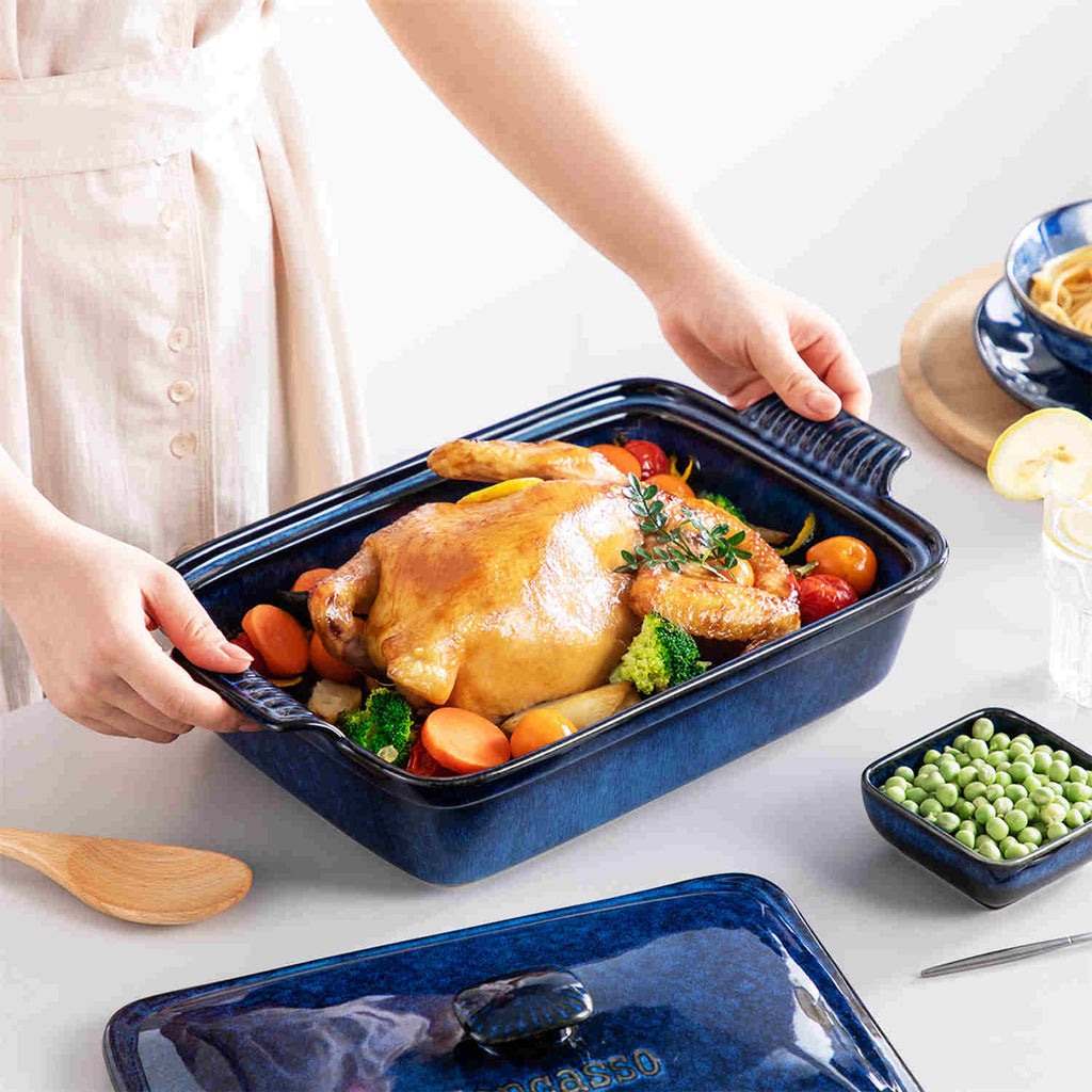 Starry 3.8QT Reactive Glaze Casserole with Lid