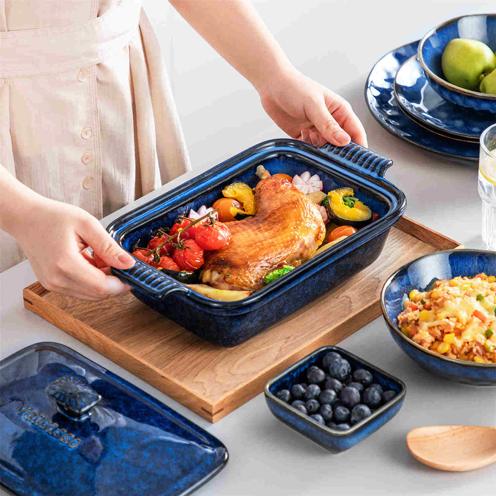 Starry 1.9QT Reactive Glaze Casserole with Lid