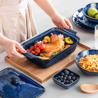 Starry 1.9QT Reactive Glaze Casserole with Lid