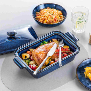 Starry 1.9QT Reactive Glaze Casserole with Lid