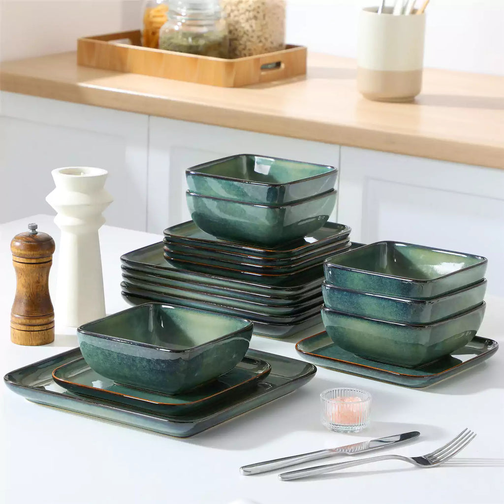 Stern 18 Piece Square Stoneware Dinnerware Set – Service for 6