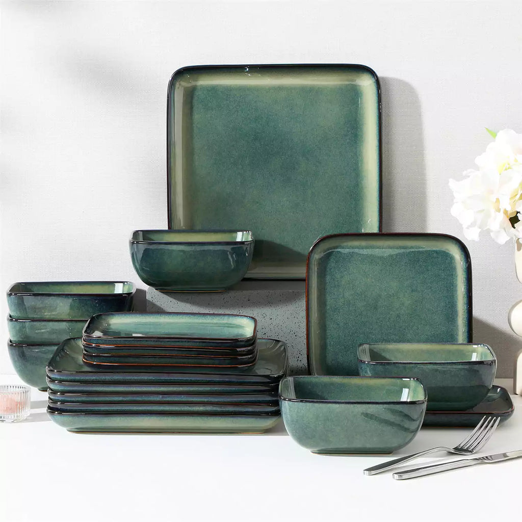 Stern 18 Piece Square Stoneware Dinnerware Set – Service for 6