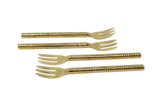 Set of 4 Gold Hammered Dessert Spoons/Forks