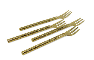 Set of 4 Gold Hammered Dessert Spoons/Forks