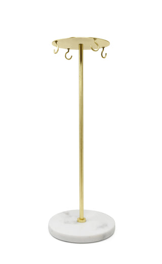 Set of 4 Serving Utensils Gold with Marble Handles