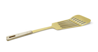 Set of 4 Serving Utensils Gold with Marble Handles