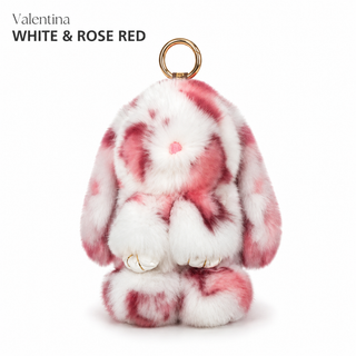 Bunny Lulu Rex Fur Key Chain Gift Set with Vintage Tin or Drawstring Bag