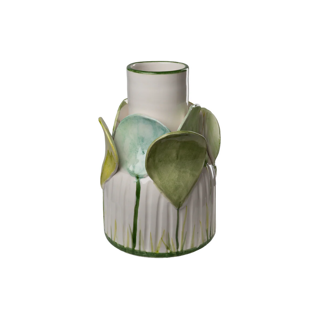 Pastel Green Petal Vase – Handmade Italian Modern Decorative Ceramic Vase