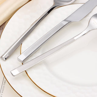 20 pc flatware set - Silver - Modern Tri-Angled Handle, Textured