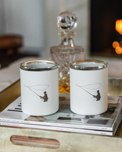 Limited Edition Fisherman Whiskey Glass Set of 2 in White – Glass-Lined Tumblers