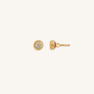 Moonstone Evil Eye Gold Stud Earrings – Lunar Sentinel
