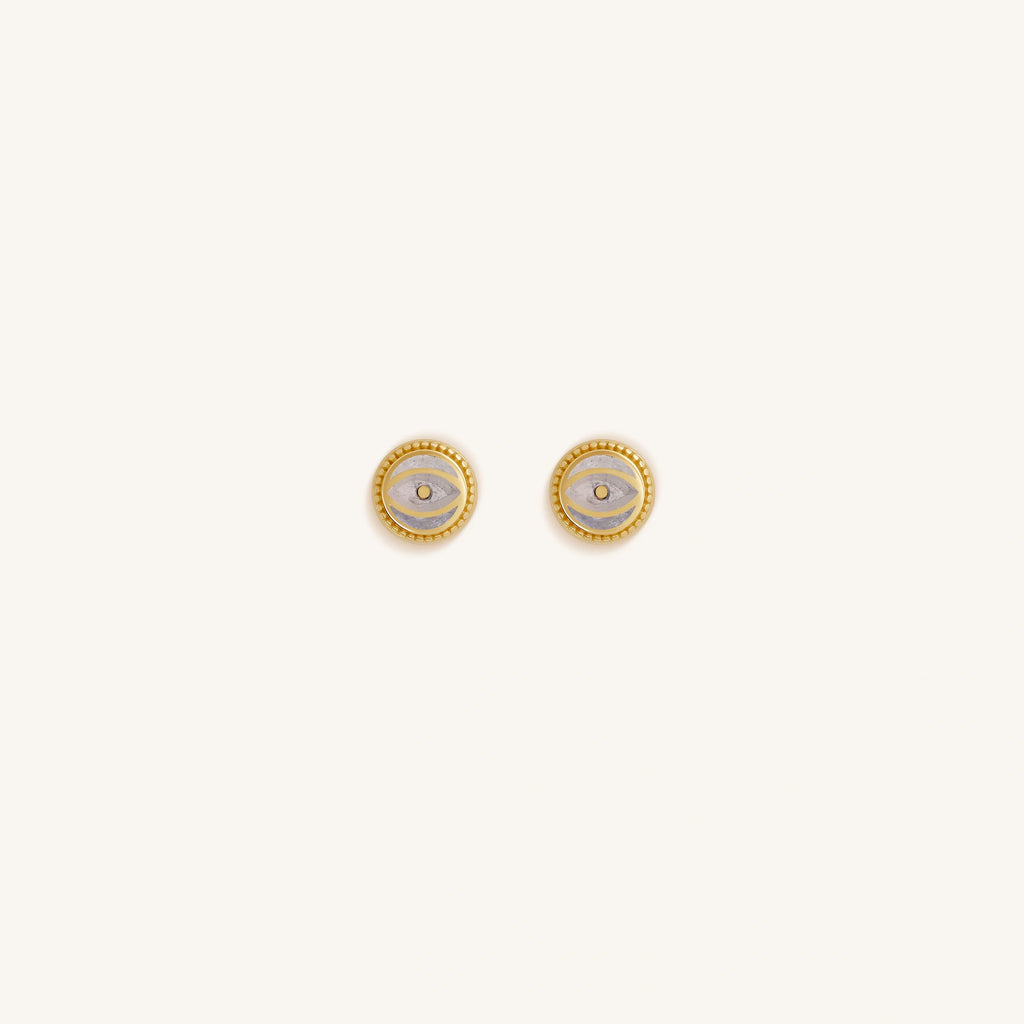Moonstone Evil Eye Gold Stud Earrings – Lunar Sentinel