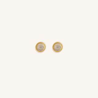 Moonstone Evil Eye Gold Stud Earrings – Lunar Sentinel