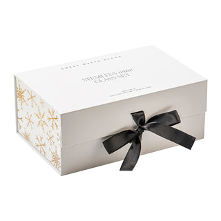 Gold Snowflake Stemless Wine Glasses – Boxed Set of 2