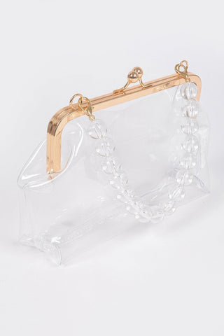 Vintage Clasp Clear PVC Clutch with Gold Chain