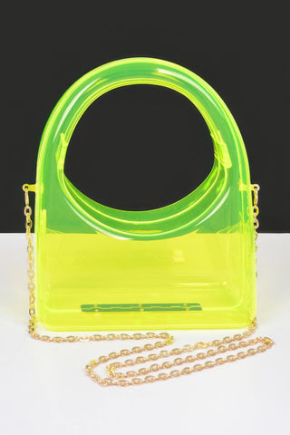 Clear Vision Acrylic Clutch with Chain Strap – Clear or Neon Yellow