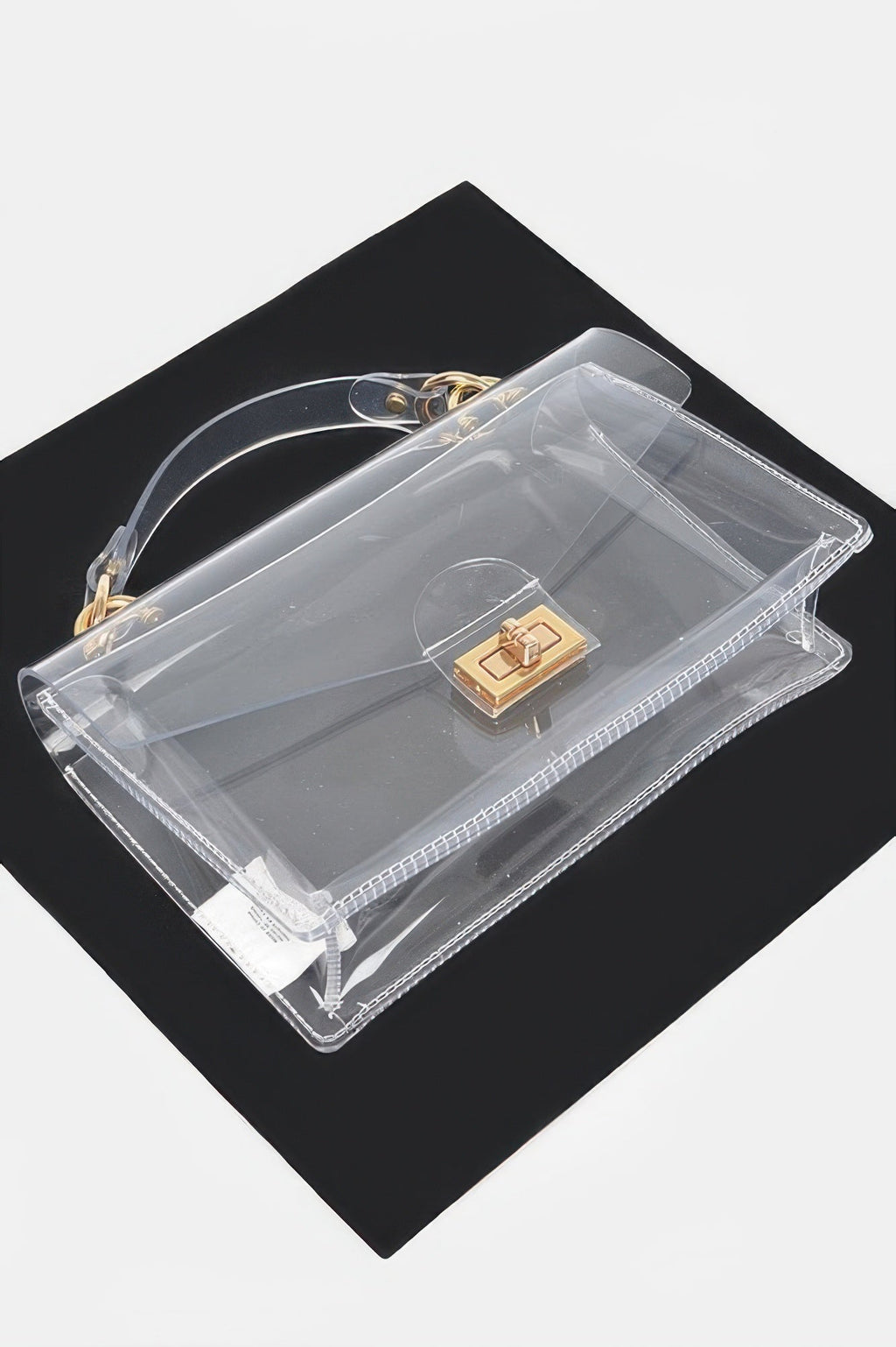 GlimmerGuard Clear Studded Flap Bag with Gold-Tone Hardware
