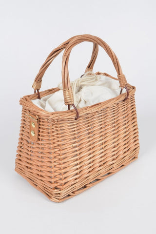 Bamboo Clutch with Faux Pearl Strap – Natural Statement Handbag