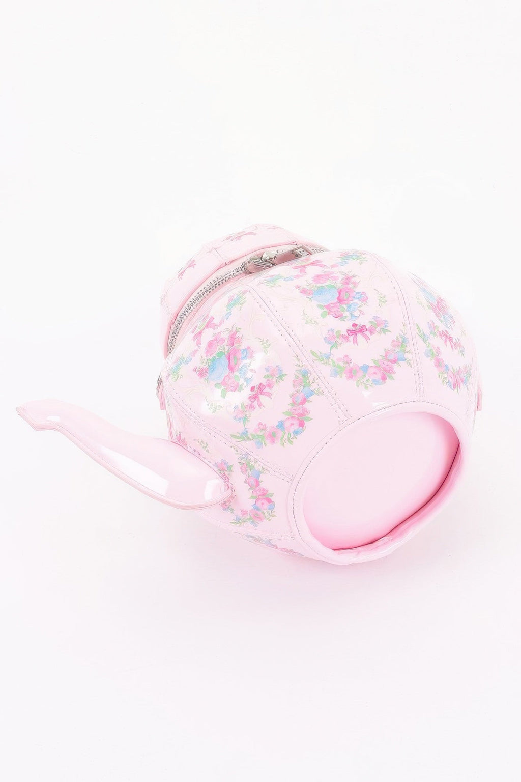Floral Teapot Novelty Bag with Pearl-Inspired Handle