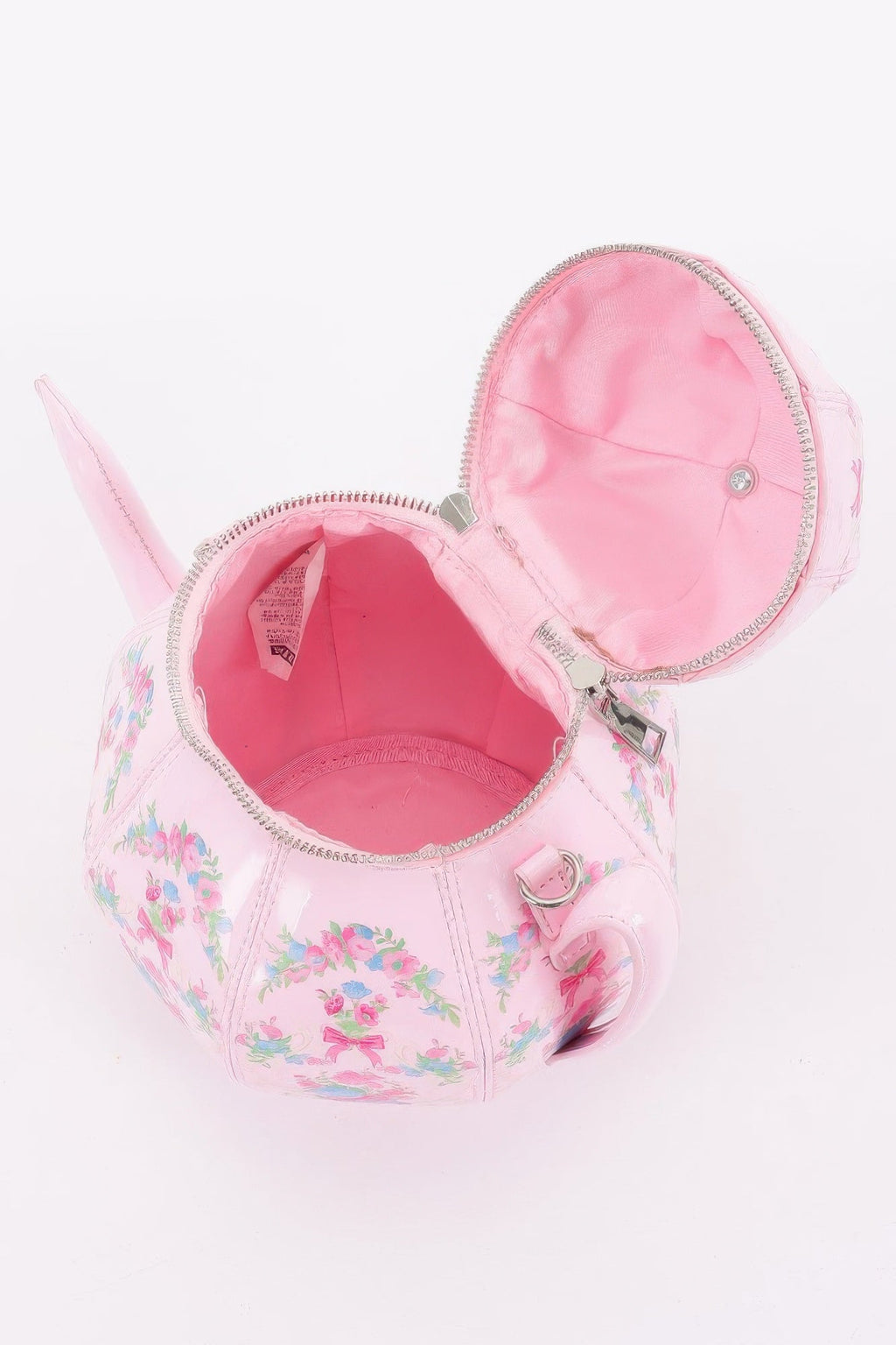 Floral Teapot Novelty Bag with Pearl-Inspired Handle