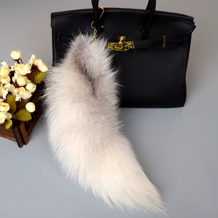 Real Fox Tail Fluffy Keychain (35-45cm) – Perfect for Handbags & Accessories