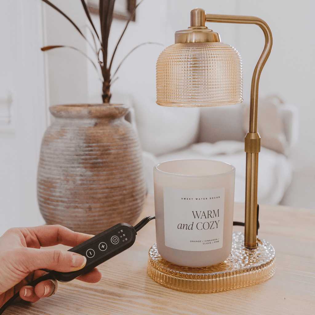 Gold and Glass Electric Candle Warmer Lamp with Timer