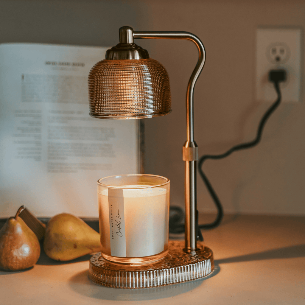 Gold and Glass Electric Candle Warmer Lamp with Timer