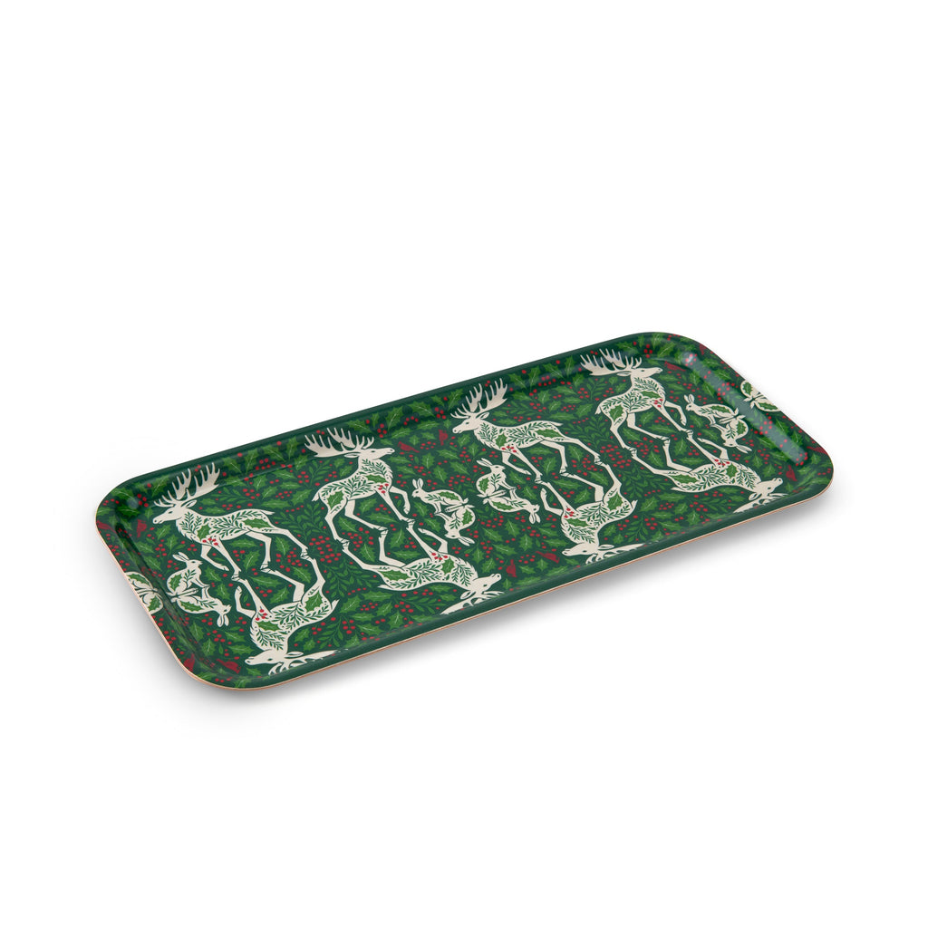 Festive Forest Friends Narrow Birchwood Small Decorative Tray