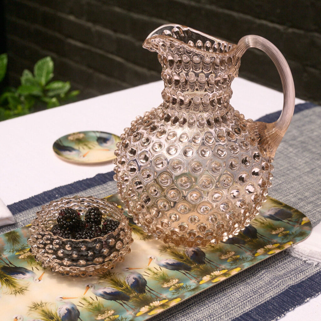 Hobnail Glass Jug in Apricot Chiffon – 2 Liter