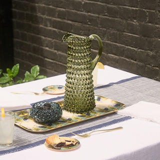 Hobnail Glass Jug in Moss Green – Tall 1.2 Liter
