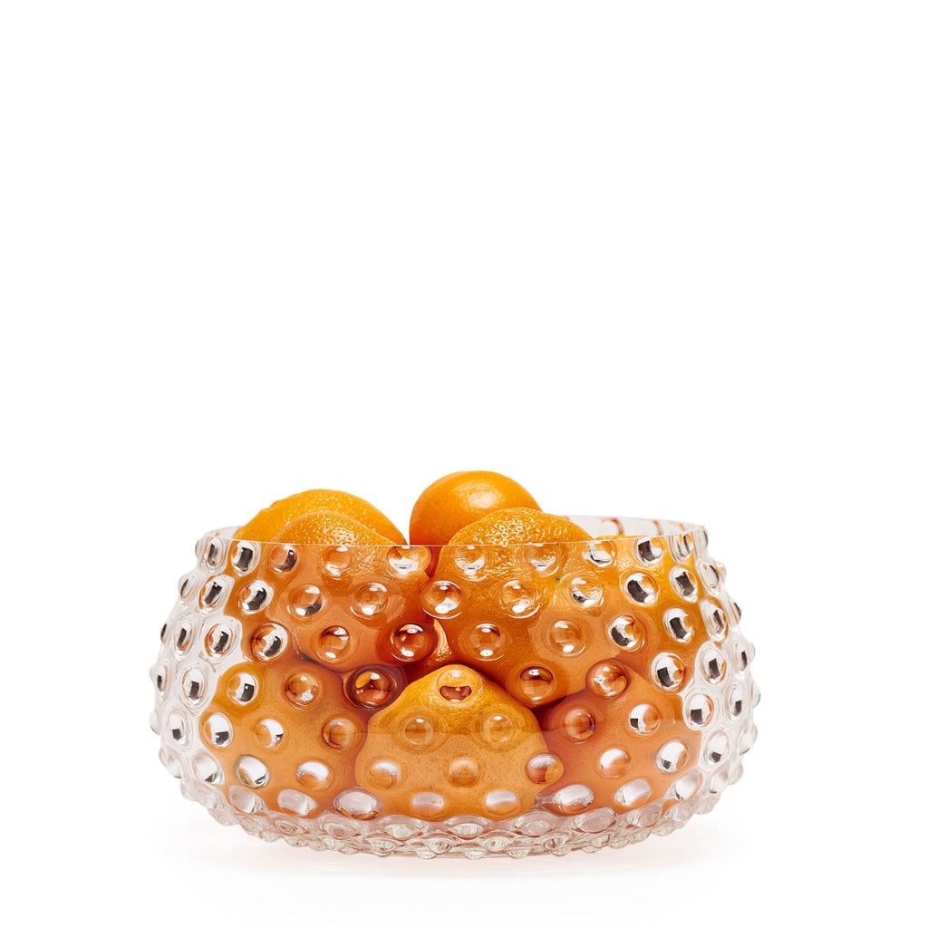 Hobnail Glass Bowl in Clear Quartz – Large