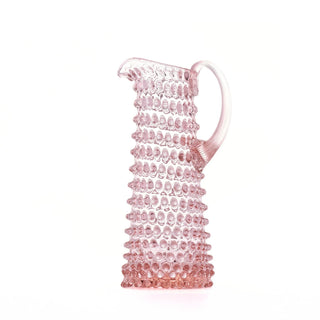 Hobnail Glass Jug in Petal Pink – Tall 1.2 Liter