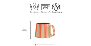 Ceramic Pink Stripe Coffee Cup Set of 4