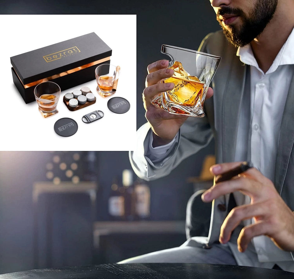 Whiskey Glasses and Accessories - 12 Pieces in Gift Box