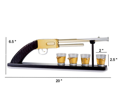 Whiskey Gun Decanter & Bullet Shot Glasses Gift Set On Tray