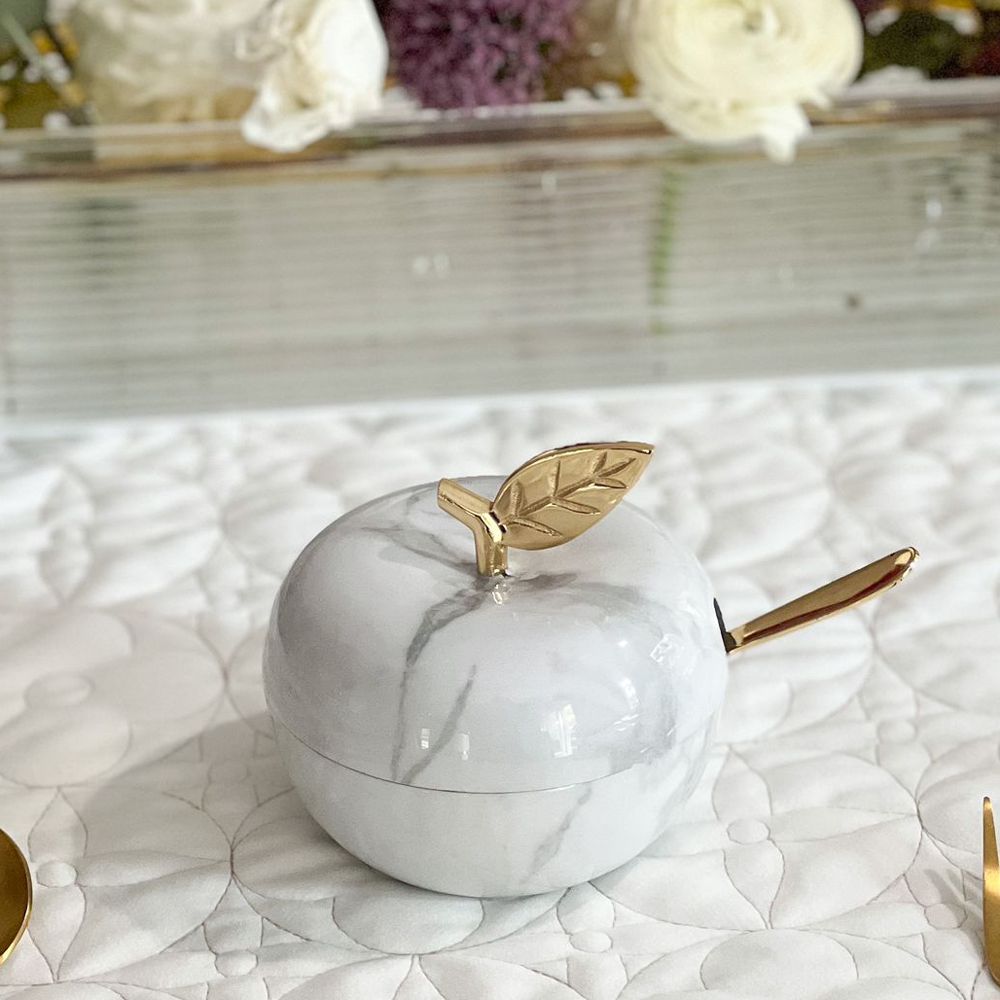 White Marble Honey Dish