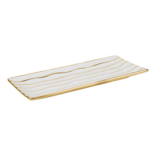 White Porcelain Platter with Gold Waves