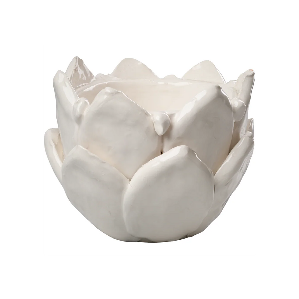 Artichoke Cachepot – Handmade Italian Ceramic Cachepot in White, Aqua, Yellow, Cobalt & Green
