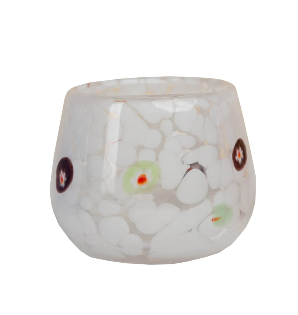 Torcello Millefiori & Stripes Votive – Decorative Italian Style Glass Candle Holder