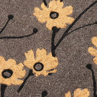 Wild Flowers Gray Natural Coir Doormat