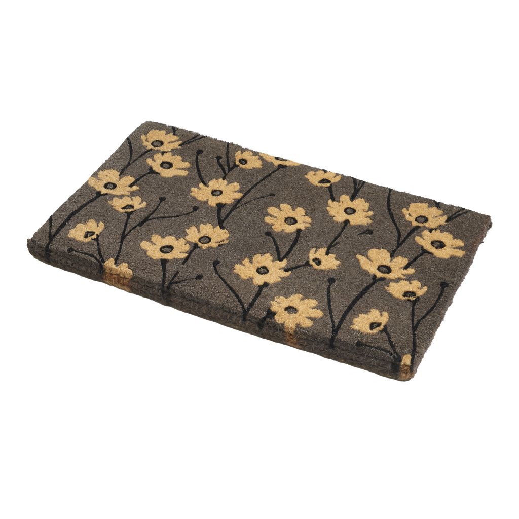 Wild Flowers Gray Natural Coir Doormat