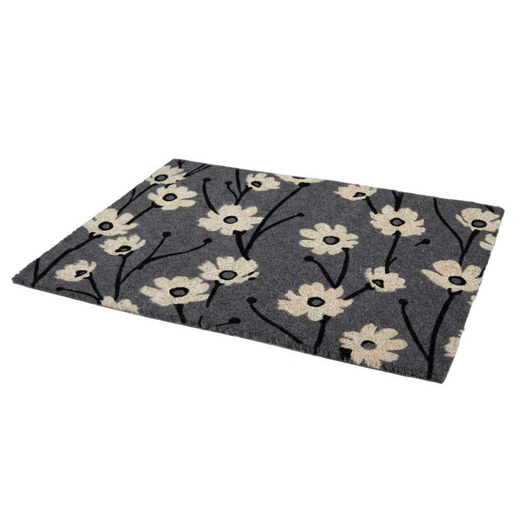 Wild Flowers Gray Natural Coir Doormat