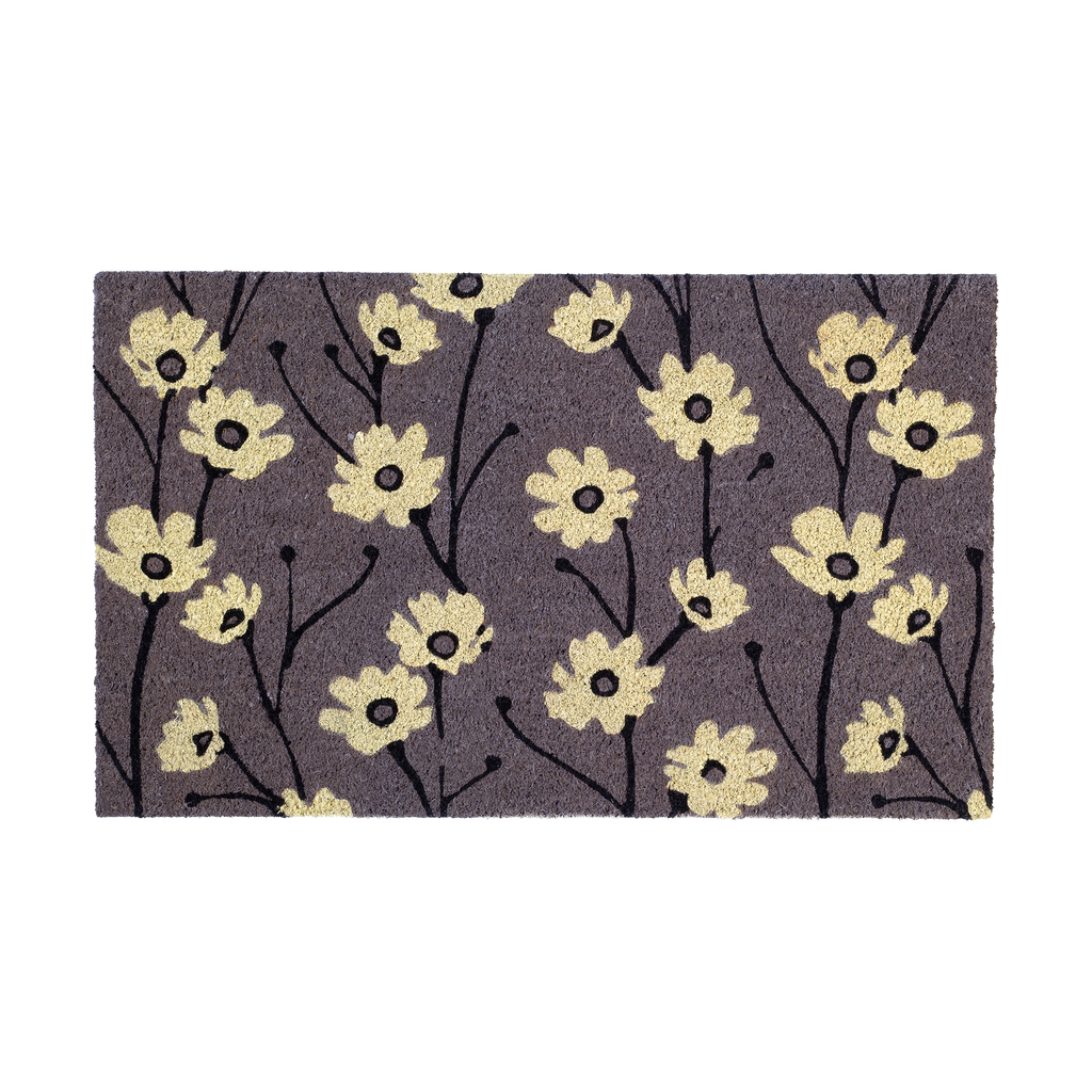 Wild Flowers Gray Natural Coir Doormat