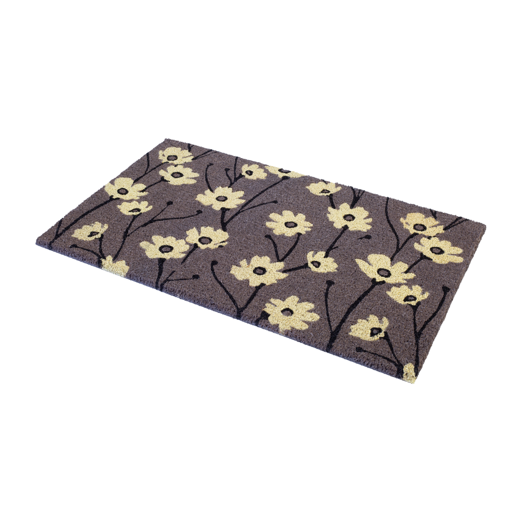 Wild Flowers Gray Natural Coir Doormat